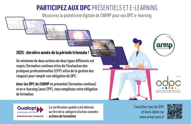 Participez aux DPC présentiels et e-learning de l'ARMP